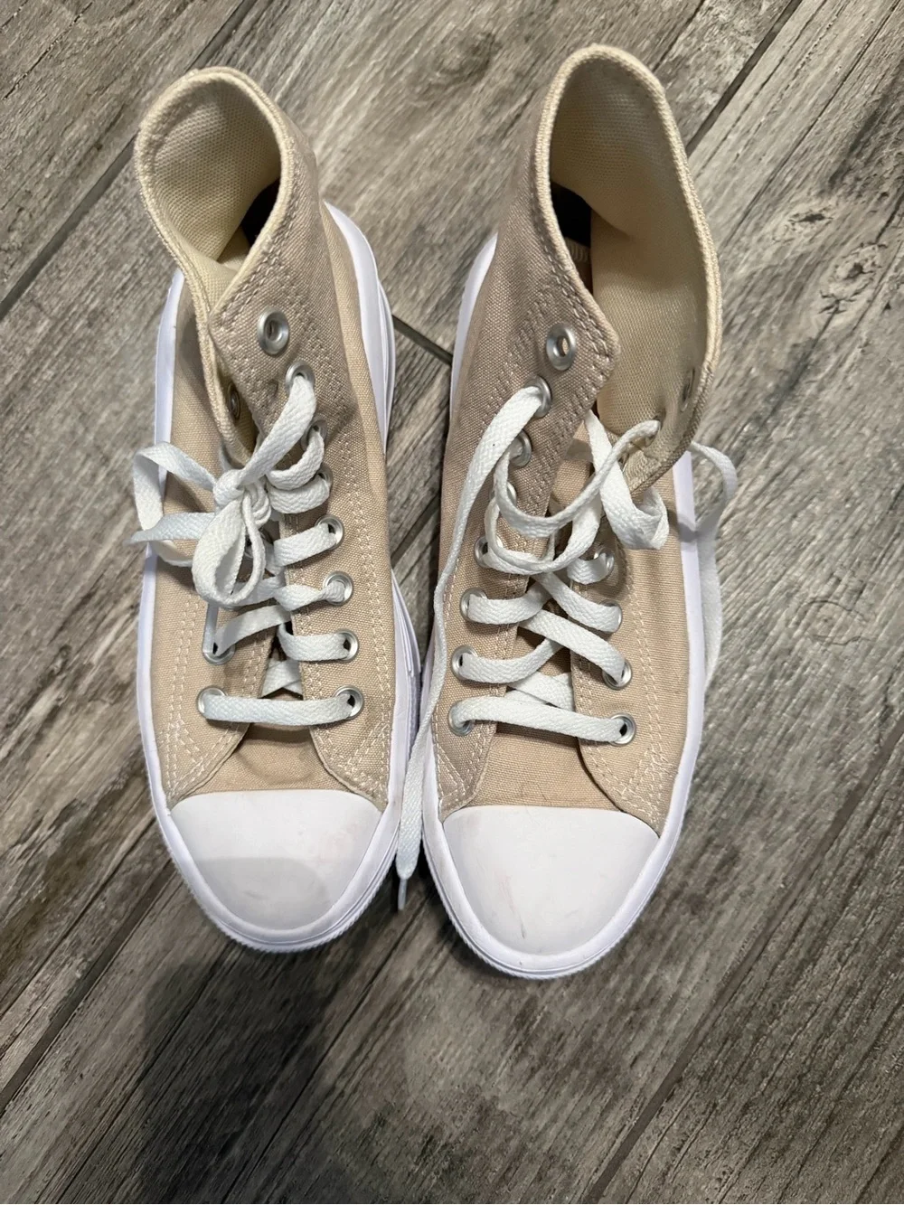 Converse High-Top Canvas Sneakers - Beige & White